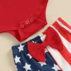 imageKuriozud Newborn Baby Girl Bell Bottom Outfit Ruffle Romper Cute Bow Flare Pants Set Headband Cute ClothesAmerican Babe Red