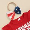 imageKuriozud Newborn Baby Girl Bell Bottom Outfit Ruffle Romper Cute Bow Flare Pants Set Headband Cute ClothesAmerican Babe Red