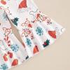 imageKuriozud Newborn Baby Girl Bell Bottom Outfit Ruffle Romper Cute Bow Flare Pants Set Headband Cute ClothesChristmas Crew Red