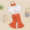 imageKuriozud Newborn Baby Girl Bell Bottom Outfit Ruffle Romper Cute Bow Flare Pants Set Headband Cute ClothesCutest Bunny