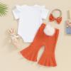 imageKuriozud Newborn Baby Girl Bell Bottom Outfit Ruffle Romper Cute Bow Flare Pants Set Headband Cute ClothesCutest Bunny