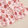 imageKuriozud Newborn Baby Girl Bell Bottom Outfit Ruffle Romper Cute Bow Flare Pants Set Headband Cute ClothesHolly Jolly Babe Red