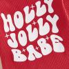 imageKuriozud Newborn Baby Girl Bell Bottom Outfit Ruffle Romper Cute Bow Flare Pants Set Headband Cute ClothesHolly Jolly Babe Red