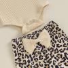 imageKuriozud Newborn Baby Girl Bell Bottom Outfit Ruffle Romper Cute Bow Flare Pants Set Headband Cute ClothesLeopard Mamas Girl