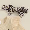 imageKuriozud Newborn Baby Girl Bell Bottom Outfit Ruffle Romper Cute Bow Flare Pants Set Headband Cute ClothesLeopard Mamas Girl