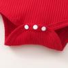 imageKuriozud Newborn Baby Girl Bell Bottom Outfit Ruffle Romper Cute Bow Flare Pants Set Headband Cute ClothesPlaid Red