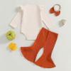 imageKuriozud Newborn Baby Girl Bell Bottom Outfit Ruffle Romper Cute Bow Flare Pants Set Headband Cute ClothesPretty Eyes  Turkey Thighs