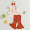 imageKuriozud Newborn Baby Girl Bell Bottom Outfit Ruffle Romper Cute Bow Flare Pants Set Headband Cute ClothesPretty Eyes  Turkey Thighs