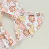 imageKuriozud Newborn Baby Girl Bell Bottom Outfit Ruffle Romper Cute Bow Flare Pants Set Headband Cute ClothesPumpkin Pink