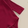 imageKuriozud Newborn Baby Girl Bell Bottom Outfit Ruffle Romper Cute Bow Flare Pants Set Headband Cute ClothesSanta Wine Red