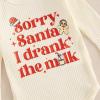 imageKuriozud Newborn Baby Girl Bell Bottom Outfit Ruffle Romper Cute Bow Flare Pants Set Headband Cute ClothesSorry Santa I Drank the Milk