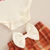imageKuriozud Newborn Baby Girl Bell Bottom Outfit Ruffle Romper Cute Bow Flare Pants Set Headband Cute ClothesSorry Santa I Drank the Milk