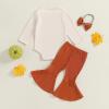 imageKuriozud Newborn Baby Girl Bell Bottom Outfit Ruffle Romper Cute Bow Flare Pants Set Headband Cute ClothesThese Rolls Are Home Made