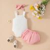 imageKuriozud Newborn Infant Baby Girl 2 Piece Summer Outfits Tank Romper Top  Ruffle Bloomer Shorts Set Clothes3d Flower Pink