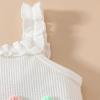 imageKuriozud Newborn Infant Baby Girl 2 Piece Summer Outfits Tank Romper Top  Ruffle Bloomer Shorts Set Clothes3d Flower Pink