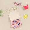 imageKuriozud Newborn Infant Baby Girl 2 Piece Summer Outfits Tank Romper Top  Ruffle Bloomer Shorts Set ClothesChicken Beige