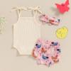 imageKuriozud Newborn Infant Baby Girl 2 Piece Summer Outfits Tank Romper Top  Ruffle Bloomer Shorts Set ClothesChicken Beige