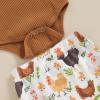 imageKuriozud Newborn Infant Baby Girl 2 Piece Summer Outfits Tank Romper Top  Ruffle Bloomer Shorts Set ClothesChicken Brown