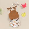 imageKuriozud Newborn Infant Baby Girl 2 Piece Summer Outfits Tank Romper Top  Ruffle Bloomer Shorts Set ClothesChicken Brown
