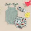 imageKuriozud Newborn Infant Baby Girl 2 Piece Summer Outfits Tank Romper Top  Ruffle Bloomer Shorts Set ClothesChicken Green