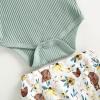 imageKuriozud Newborn Infant Baby Girl 2 Piece Summer Outfits Tank Romper Top  Ruffle Bloomer Shorts Set ClothesCow Green