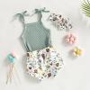 imageKuriozud Newborn Infant Baby Girl 2 Piece Summer Outfits Tank Romper Top  Ruffle Bloomer Shorts Set ClothesCow Green