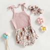 imageKuriozud Newborn Infant Baby Girl 2 Piece Summer Outfits Tank Romper Top  Ruffle Bloomer Shorts Set ClothesCow Pink