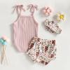 imageKuriozud Newborn Infant Baby Girl 2 Piece Summer Outfits Tank Romper Top  Ruffle Bloomer Shorts Set ClothesCow Pink