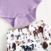 imageKuriozud Newborn Infant Baby Girl 2 Piece Summer Outfits Tank Romper Top  Ruffle Bloomer Shorts Set ClothesCow Purple