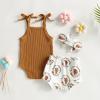 imageKuriozud Newborn Infant Baby Girl 2 Piece Summer Outfits Tank Romper Top  Ruffle Bloomer Shorts Set ClothesCow Yellow