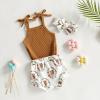 imageKuriozud Newborn Infant Baby Girl 2 Piece Summer Outfits Tank Romper Top  Ruffle Bloomer Shorts Set ClothesCow Yellow