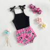 imageKuriozud Newborn Infant Baby Girl 2 Piece Summer Outfits Tank Romper Top  Ruffle Bloomer Shorts Set ClothesCowgirl Black