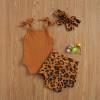imageKuriozud Newborn Infant Baby Girl 2 Piece Summer Outfits Tank Romper Top  Ruffle Bloomer Shorts Set ClothesLeopard Brown