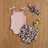 imageKuriozud Newborn Infant Baby Girl 2 Piece Summer Outfits Tank Romper Top  Ruffle Bloomer Shorts Set ClothesLeopard Pink