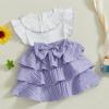 imageKuriozud Toddler Baby Girl Ruffle Dress Sleeveless Layered Princess Dresses Beach Sundress Little Girl Spring Summer ClothesPatchwork Purple