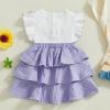 imageKuriozud Toddler Baby Girl Ruffle Dress Sleeveless Layered Princess Dresses Beach Sundress Little Girl Spring Summer ClothesPatchwork Purple