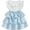 imageKuriozud Toddler Baby Girl Ruffle Dress Sleeveless Layered Princess Dresses Beach Sundress Little Girl Spring Summer ClothesPatchwork Blue