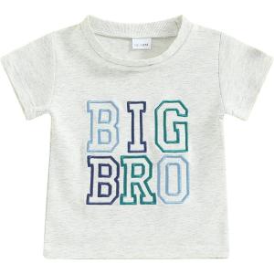 imageKuriozud Brother and Sister Matching Outfits Toddler Baby Boy Girl Short Sleeve Rompers T Shirt Top Sibling Matching OutfitsBig Bro Tshirt Grey