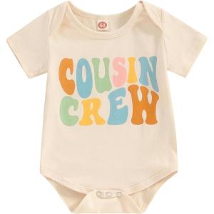imageKuriozud Brother and Sister Matching Outfits Toddler Baby Boy Girl Short Sleeve Rompers T Shirt Top Sibling Matching OutfitsCousin Crew Short Sleeve Romper