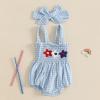 imageKuriozud 4th of July Outfits Baby Girl USA Romper Fourth of July Onesie Independence Day Bodysuit Memorial Day ClothesBlue American Flag Flowers