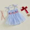 imageKuriozud 4th of July Outfits Baby Girl USA Romper Fourth of July Onesie Independence Day Bodysuit Memorial Day ClothesBlue Flag