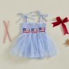 imageKuriozud 4th of July Outfits Baby Girl USA Romper Fourth of July Onesie Independence Day Bodysuit Memorial Day ClothesBlue Flag