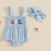 imageKuriozud 4th of July Outfits Baby Girl USA Romper Fourth of July Onesie Independence Day Bodysuit Memorial Day ClothesBlue Usa