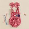 imageKuriozud 4th of July Outfits Baby Girl USA Romper Fourth of July Onesie Independence Day Bodysuit Memorial Day ClothesRed American Flag Flowers