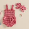 imageKuriozud 4th of July Outfits Baby Girl USA Romper Fourth of July Onesie Independence Day Bodysuit Memorial Day ClothesRed American Flag Flowers