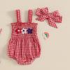 imageKuriozud 4th of July Outfits Baby Girl USA Romper Fourth of July Onesie Independence Day Bodysuit Memorial Day ClothesRed American Flag Flowers