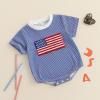 imageKuriozud Baby Boy Bubble Romper Golf Outfits 1st Birthday Hole in One Onesie Waffle Knit Bodysuit First Birthday ClothesBlue American Flag