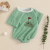 imageKuriozud Baby Boy Bubble Romper Golf Outfits 1st Birthday Hole in One Onesie Waffle Knit Bodysuit First Birthday ClothesGreena