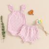 imageKuriozud Baby Girl Summer Clothes Sleeveless Tank Top Shorts Set Cute Toddler Girl Outfit Aged 3 6 12 18 24 Months 2T 3TFuzzy Fly Sleeve Pink