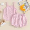 imageKuriozud Baby Girl Summer Clothes Sleeveless Tank Top Shorts Set Cute Toddler Girl Outfit Aged 3 6 12 18 24 Months 2T 3TFuzzy Pink